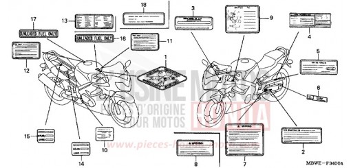CAUTION LABEL CBR600F4 de 2004